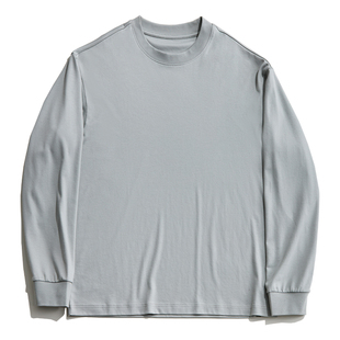 海上公路双面液氨纯棉长袖T恤男士25年春季圆领百搭纯色打底上衣