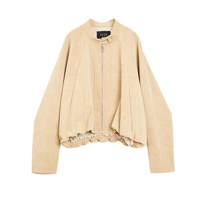 ELLE法式廓形短外套女复古麂皮