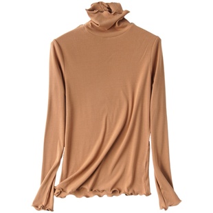 高性比！秋冬内搭外穿打底衫发热加绒毛衣堆堆领荷叶边摆针织衫女