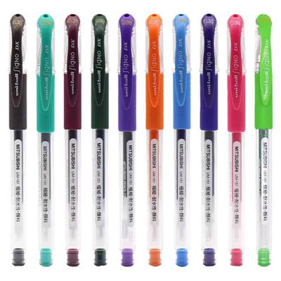 日本uniball三菱彩色中性笔UM151顺滑签字走珠笔0.38学生做笔记用