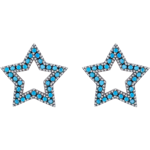 MODIANs925纯银小众设计感高级星星耳环合成绿松石耳饰女气质日韩