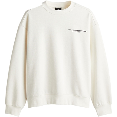 HM男装女装卫衣秋季款宽松加绒圆领套头长袖重磅情侣套衫1240532