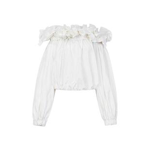 ORA GENESIS 淡人穿搭春夏新款一字肩多层荷叶领花瓣上衣女