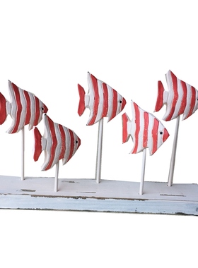 木质海鸟热带群鱼桌面摆设工艺品