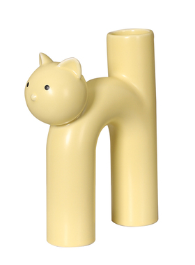 新款奶油风可爱猫猫陶瓷花瓶摆件