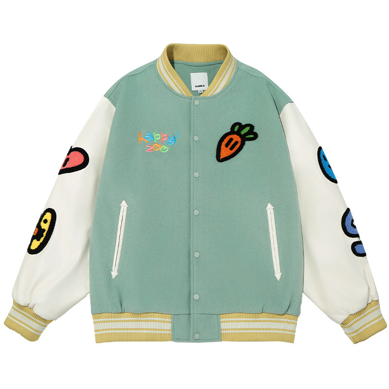 GUUKA秋季新款撞色拼接棒球服