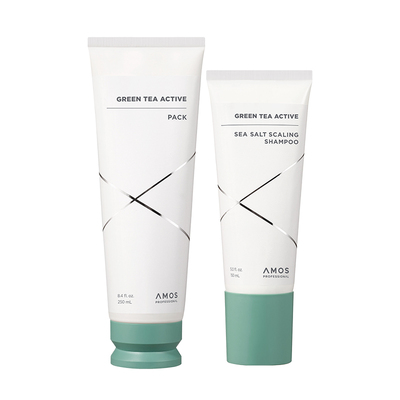 AMOS爱茉诗绿茶焕活海盐头皮轻盈洗发水深层滋养发膜套装
