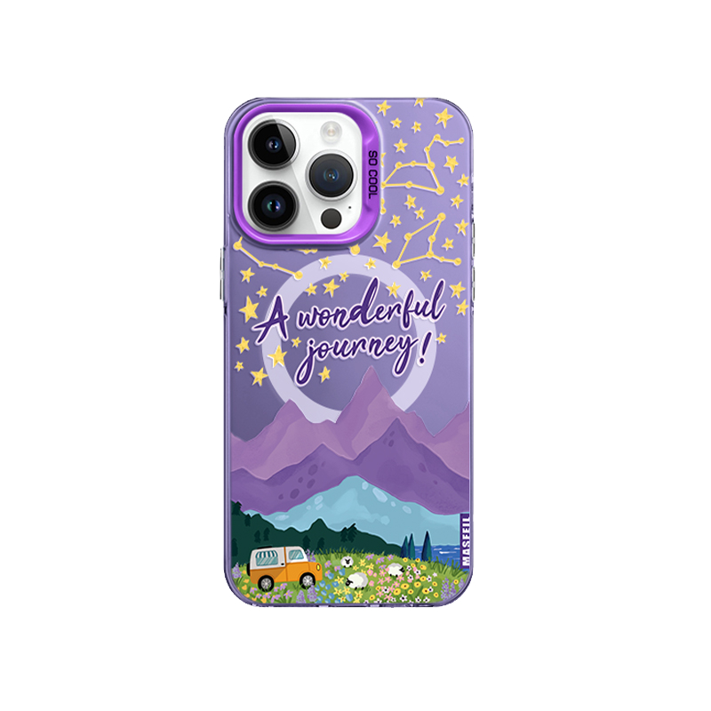 MASFEIL × 星空山峰适用iPhone17Promax手机壳磁吸带支架15pm苹果16pro保护套12创意全包防摔14文艺ip13新款