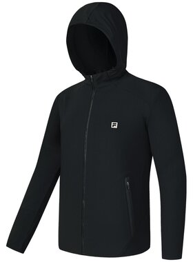 FILA 斐乐官方男士针织连帽外套2025秋新款健身运动基础防晒上衣