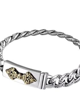 六字真言手链个性男士纯银