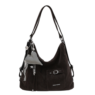 复古邮差三用托特包包女2025新款秋冬单肩包大容量上班通勤双肩包