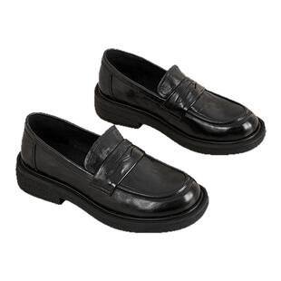 星期六真皮牛皮百搭乐福鞋2026春季软底黑色皮鞋女一脚蹬爆款单鞋