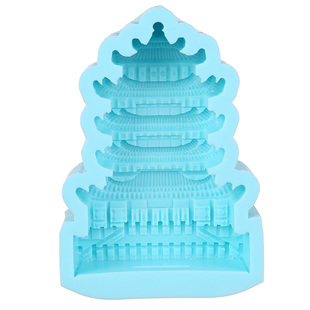 中国风雪糕制作模具硅胶儿童做冰淇淋景区文创阁楼建筑造型冰棒盒