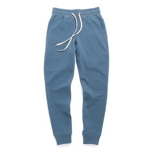 天青色重磅纯棉毛圈布宽松收脚卫裤男休闲百搭运动束脚收口长裤秋