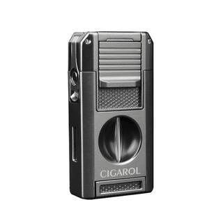 雪茄V剪打火机一体五合一多功能便携锌合金带钻孔器通针雪茄托