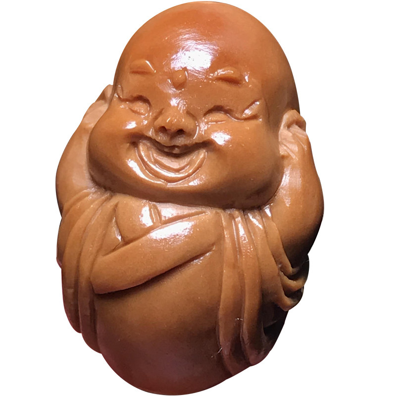 橄榄核三不小和尚竹环手把件核雕