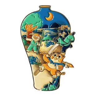 南京博物馆文创冰箱贴萧何月下追韩信梅瓶滑动互动萌系可爱国风礼