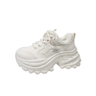 欧货炸街老爹鞋女8cm增高2025冬季新款加绒松糕鞋轻便厚底运动鞋