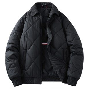 【菱格锁棉】罗蒙2025冬季新款加厚棉服外套男士菱形翻领保暖棉衣