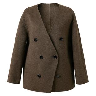 【100绵羊毛】三彩2025冬季新款复古宽松双面呢大衣毛呢外套保暖M