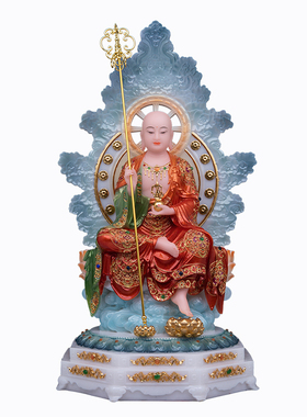 汉白玉八角座地藏王佛像供奉摆件