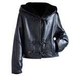 羊皮毛一体外套女2025冬新短款连帽洋气质羔羊毛羊剪绒真皮草大衣