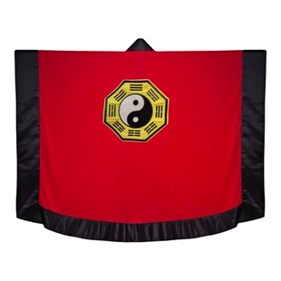 道士太极经衣道服道袍红色长袍套装古装法衣太极八卦经衣高档全套