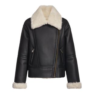 【季末折扣】欧时力 环保仿皮草外套女机车夹克保暖时尚秋冬尖货