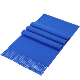 克莱因蓝秋冬季加厚保暖纯色男女羊毛围巾长款宝蓝色定制LOGO刺绣