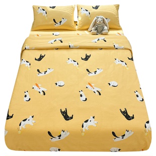 YU-在线撸猫可爱单件床单床笠纯棉被套宿舍150×200可配三四件套