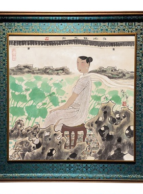 民国风格古董装裱仕女国画