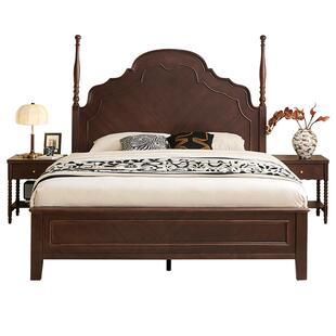 全友家居卧室美式复古风公主女孩安娜1米8双人单人实木床政府补贴