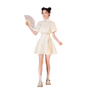新中式国风吊带连衣裙女夏2025新款旗袍小个子显瘦两件套a字短裙
