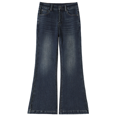 加绒喇叭裤女冬季新款高腰显瘦弹力小个子九分裤加厚保暖微喇裤子