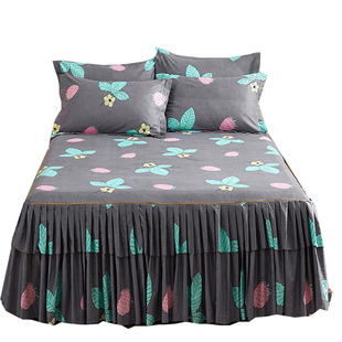 加厚纯棉床裙三件套全棉床罩床单床笠单件1.8m米床裙式防滑床垫套