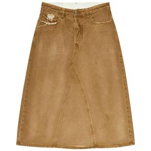 [折扣]DIESEL女士复古做旧牛仔半身裙中长裙A1420409J82