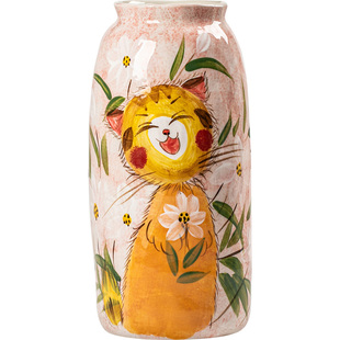 景德镇手绘花瓶高级水培插花器中式客厅玄关桌面装饰摆件陶瓷花瓶