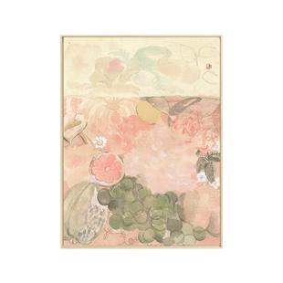 花青 四时风物》系列 原木奶油风客厅背景墙装饰画玄关挂画艺术感