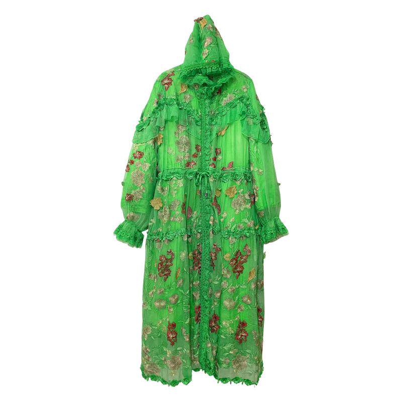桑蚕丝棉服女高级感轻奢刺绣宽松显瘦洋气减龄百搭轻薄中长款棉衣