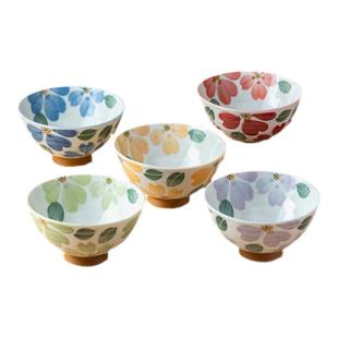 美浓烧日式浮雕釉下彩家用陶瓷碗绚烂樱花汤碗饭碗餐具套装