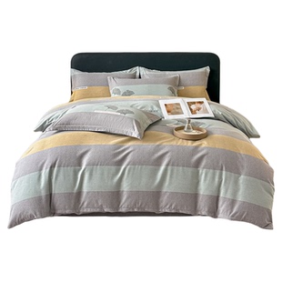 生态纯棉磨毛四件套1.8m床上用品超柔加厚春秋保暖全棉4件套1.5/2