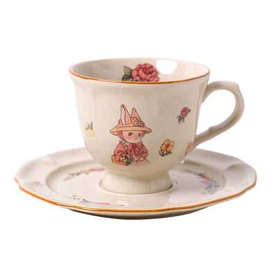 中古设计感小众陶瓷咖啡杯碟套装