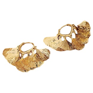 古婷金色银杏叶耳环女高级感轻奢耳钉2026年新款爆款超火秋冬耳饰