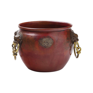 高端紫铜茶洗纯铜大容量茶渣缸复古建水大号水盂废水桶烟灰缸笔洗