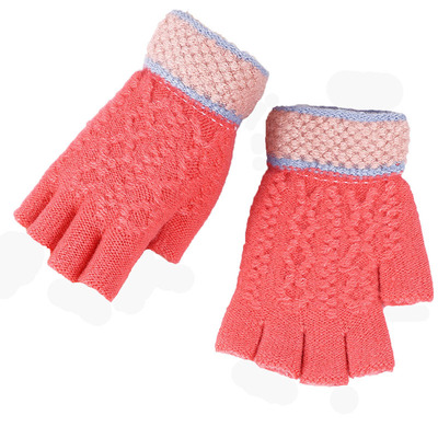 秋冬仿羊绒女半指手套毛线