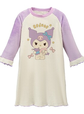 女童睡裙秋冬新款珊瑚绒女孩卡通超萌中大童家居服法兰绒睡衣裙子