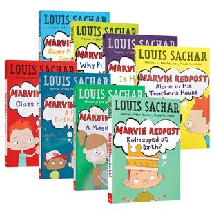 英文原版 Marvin Redpost 8册套装麻烦精马文 纽伯瑞奖得主Louis Sachar 歪歪路小学 Holes同作者 进口英语原版书籍