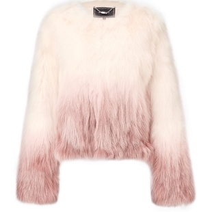 【奥莱】MAXRIENY奢华都市感渐变色狐狸坎毛皮草