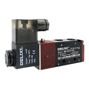 德力西4V210-08电磁阀气动控制阀220v二位五通电子换向阀12/24V