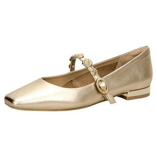 星期六羊皮新中式一字带法式优雅玛丽珍女鞋春秋不累脚绝美单鞋直